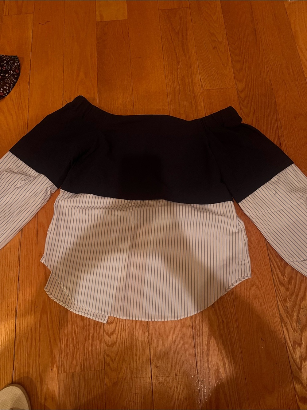 ASOS Navy and White Off-Shoulder Blouse - Picture 4 of 5